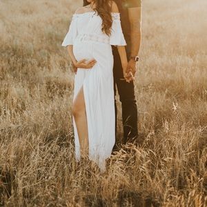 off the shoulder boho maxi dress